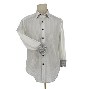 Robert Graham Button Front Shirt Long Sleeve Woven *AS IS* DOMINC !STAINED! M